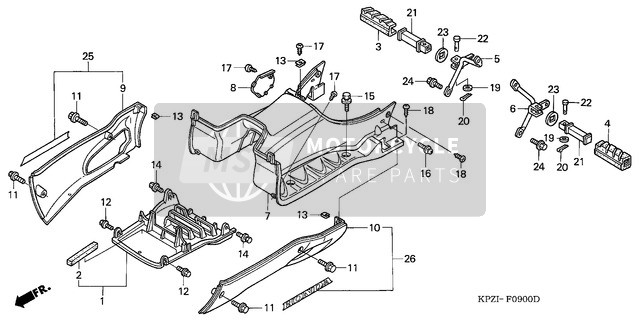 Honda SES125 2004 Pannello del pavimento/Pillion Passo per un 2004 Honda SES125